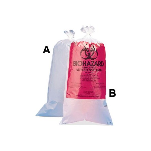 Bel-Art Clear Biohazard Disposal Bags, Non-Printed, 1-3 Gallon, 1.5 mil Thick, 12"W x 24"H, 100/PK 13160-0005 - main